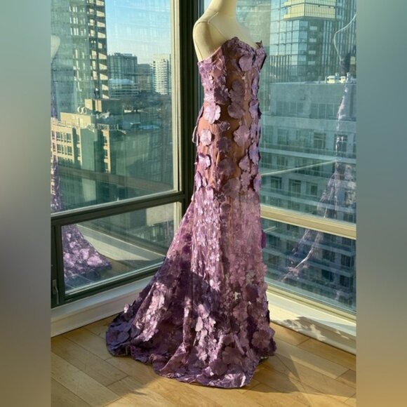 🆕 BRONX & BANCO 🧿 NWOT Jasmine Floral-Appliqued Gown, Lilac - Sz M US 6 - Picture 5 of 16